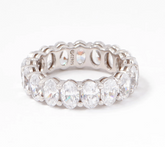 Diamonique Platinum Clad Silver Oval Cut Eternity Band Ring Size 8